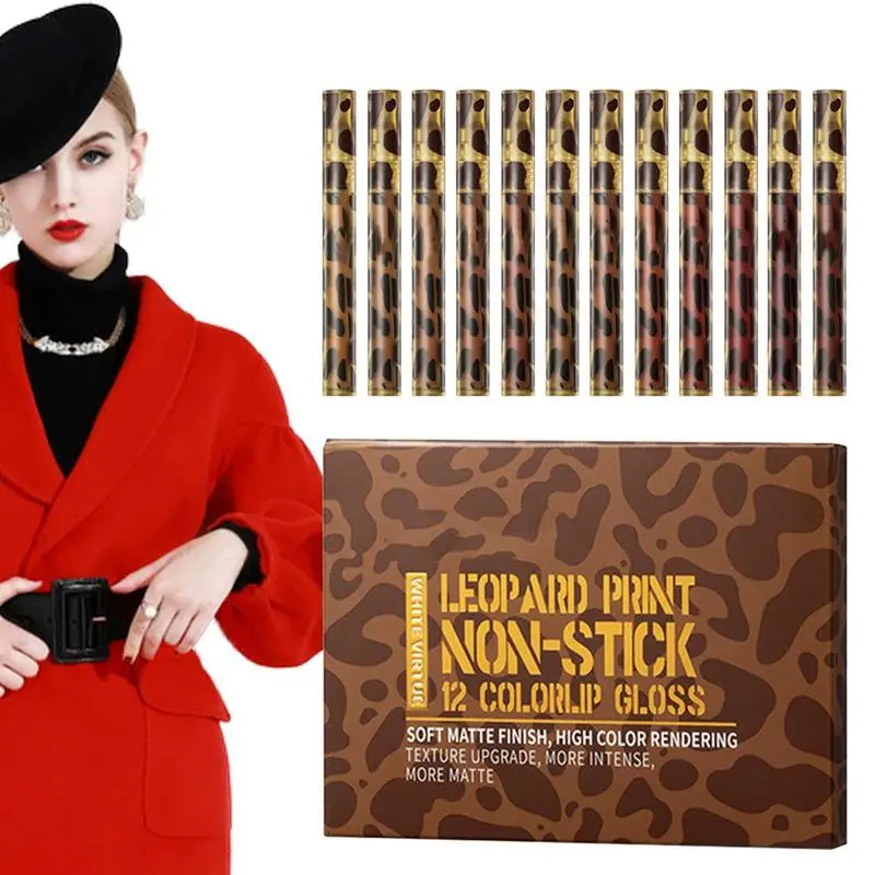 

Matte Liquid Lip Set 12 Pieces Lipstick Matte Liquid 12 Color Non-stick Cup High Pigmented Lipstick Matte Liquid Lipgloss Set