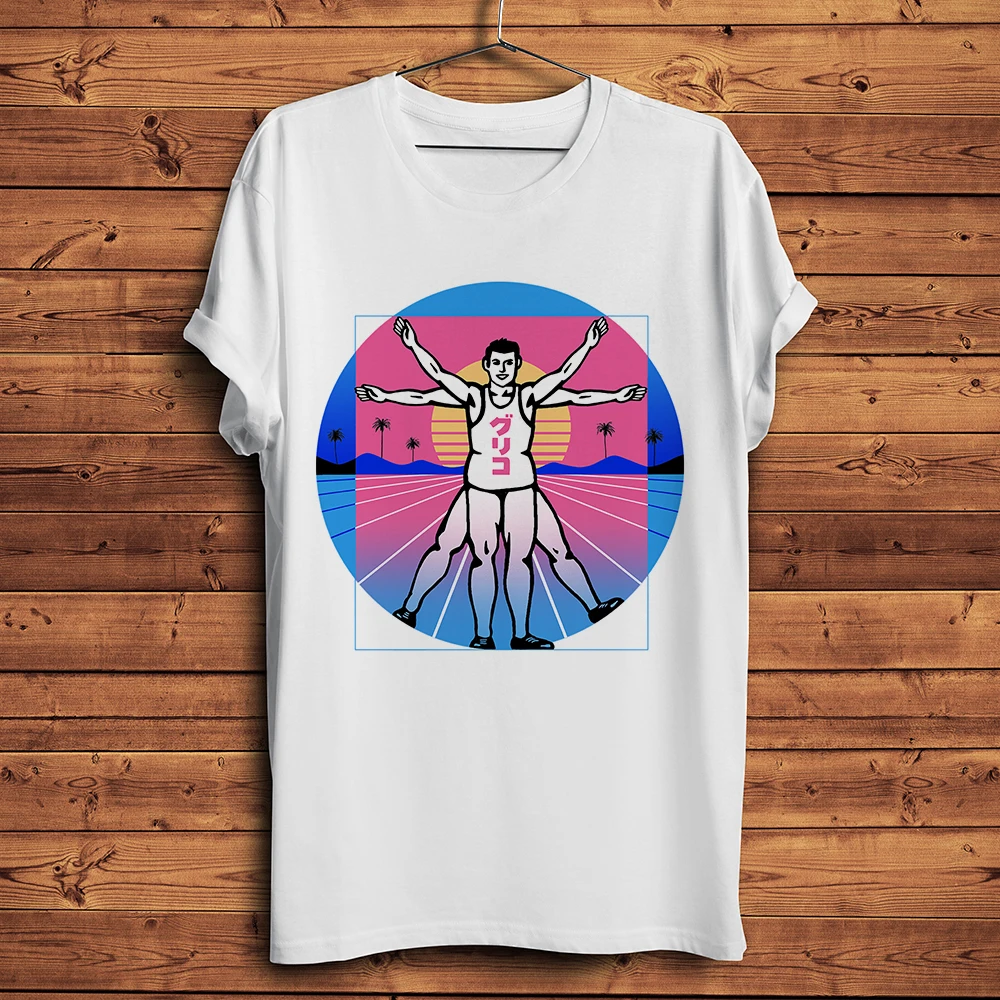 

Забавная Мужская футболка Vaporwave для бега, мужская белая Повседневная футболка vitruviano с коротким рукавом, уличная футболка унисекс