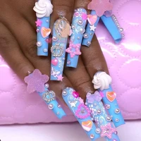 3d kawaii pink cat nail jewelry decorations cute cartoon animals nail beads glitter nail art rhinestones diy resin manicure