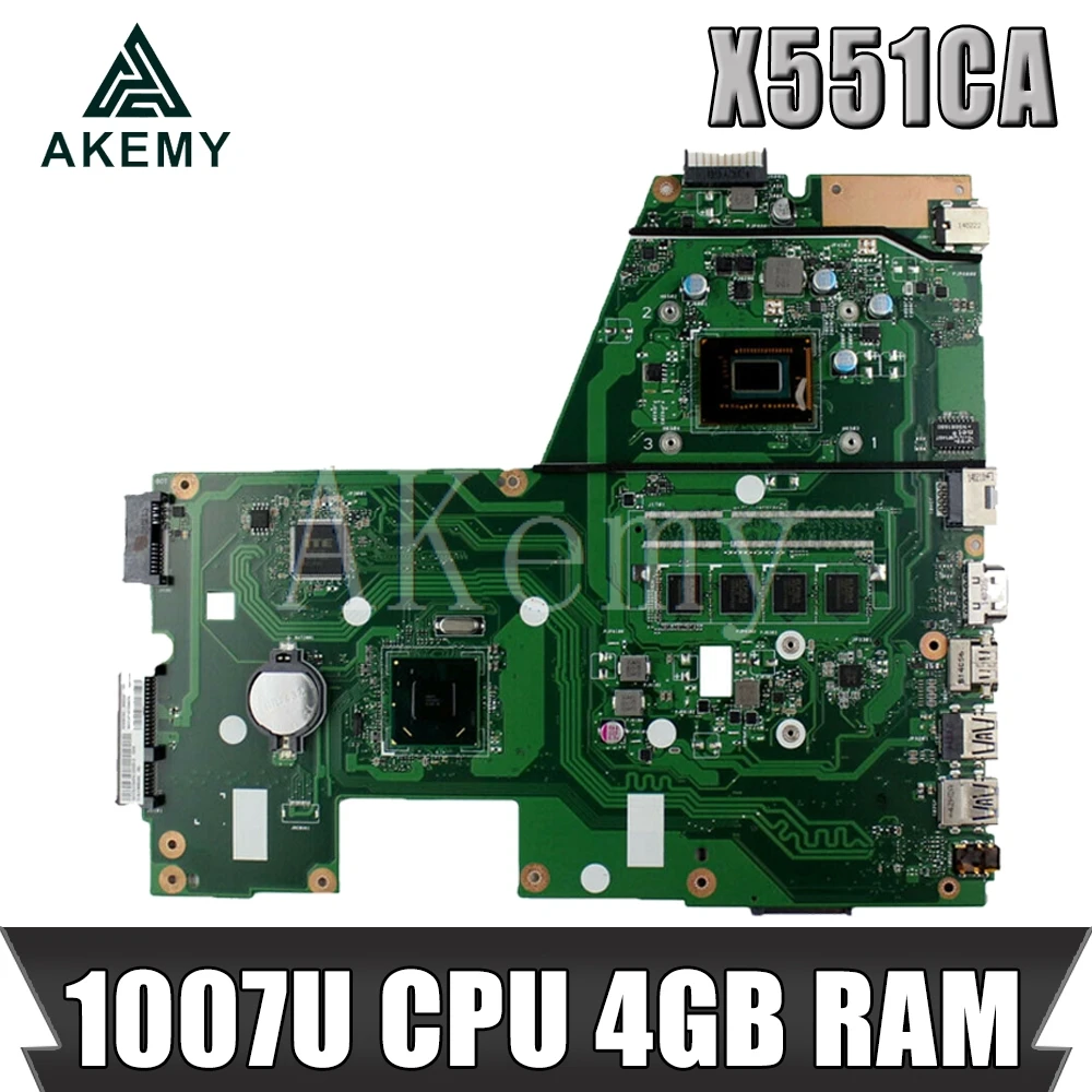 

Материнская плата Akemy X551CA для ноутбука Asus X551CA X551CAP X551C X551 F551C F551CA, протестированная оригинальная материнская плата 1007U, процессор 4 Гб ОЗУ
