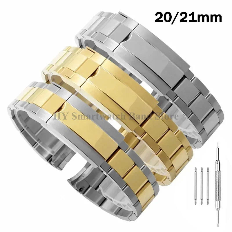 Ремешок для часов из твердой нержавеющей стали 20 мм 21 Rolex Daytona Water Ghost сменный