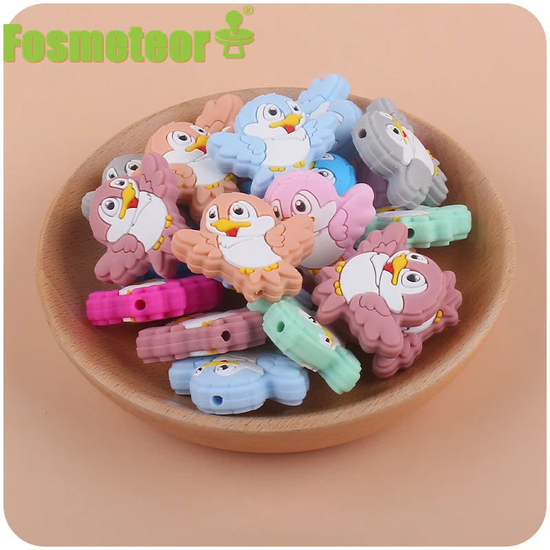 

Fosmeteor New Baby Products Cartoon Animal Silicone Bird Teether Creative DIY Baby Molar Pacifier Anti-Drop Chain Accessories