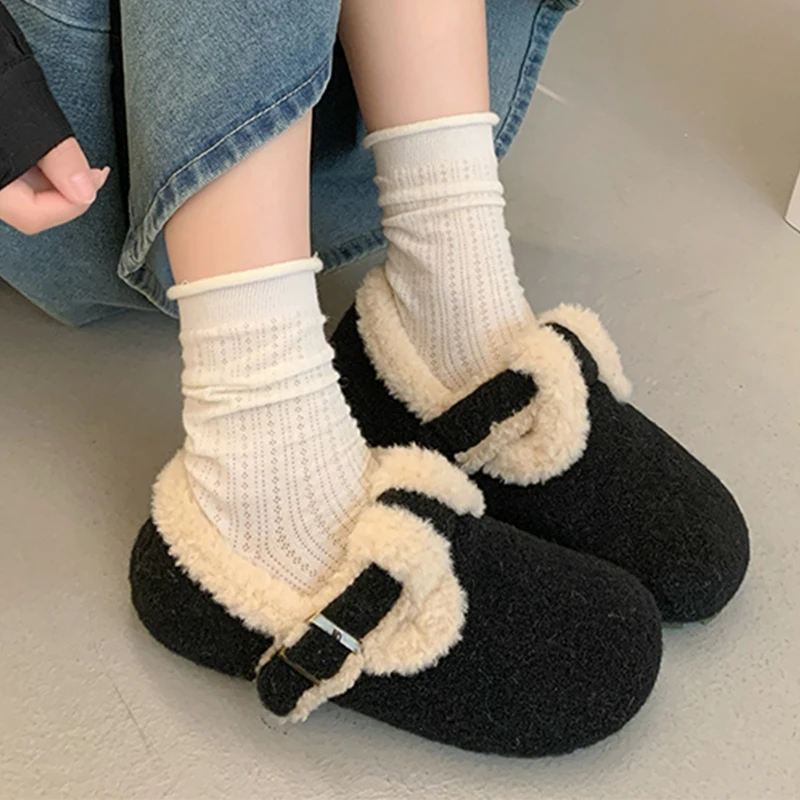 Женские зимние ботильоны на меху плоской подошве теплая повседневная замшевая