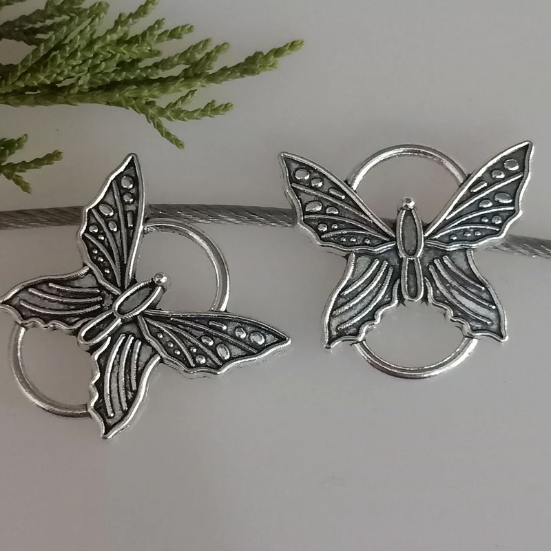 

25*27mm 10pcs Old Silver Hidden Silver Alloy Small Butterfly Connector Accessories DIY Bracelet Necklace