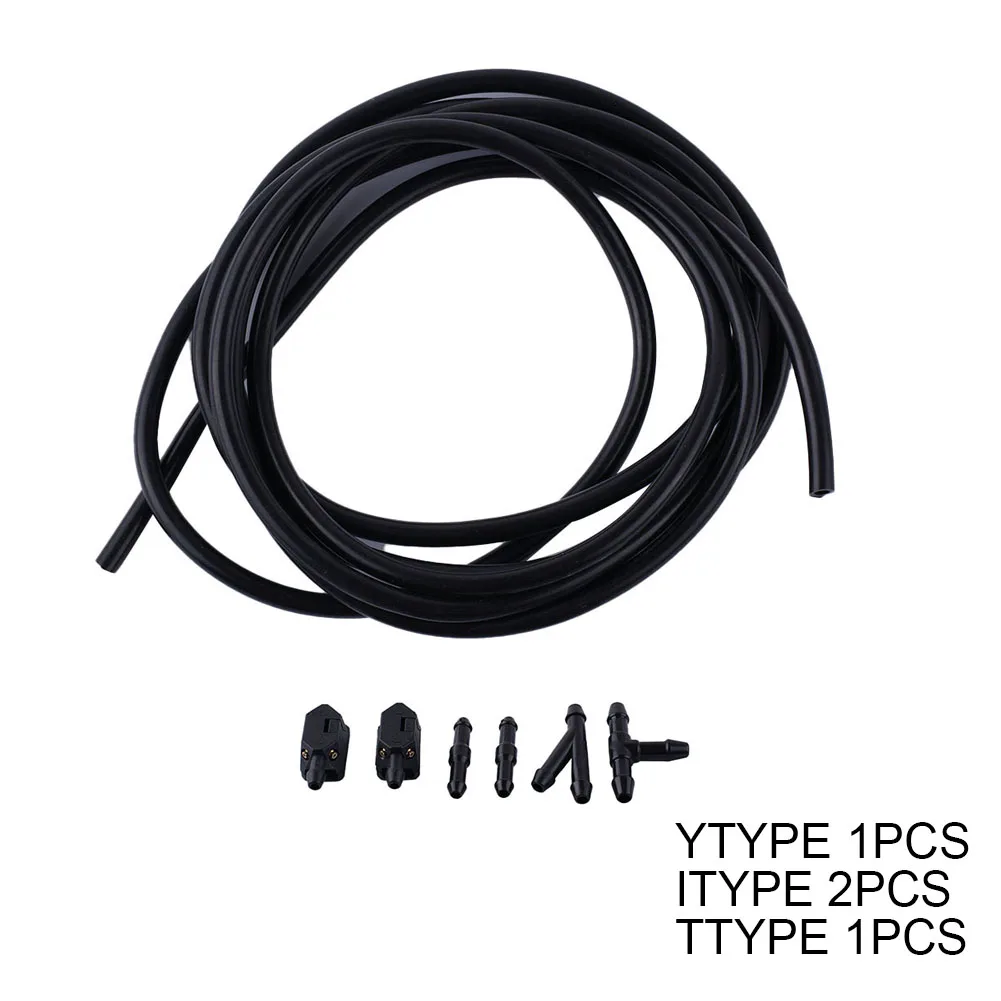 

1set Windscreen Wiper Arm Washer Nozzle Jets 4 Way Ajustable Check Valve Tube Pipe Hose 300cm T/Y/I Types Good Replace Accessory