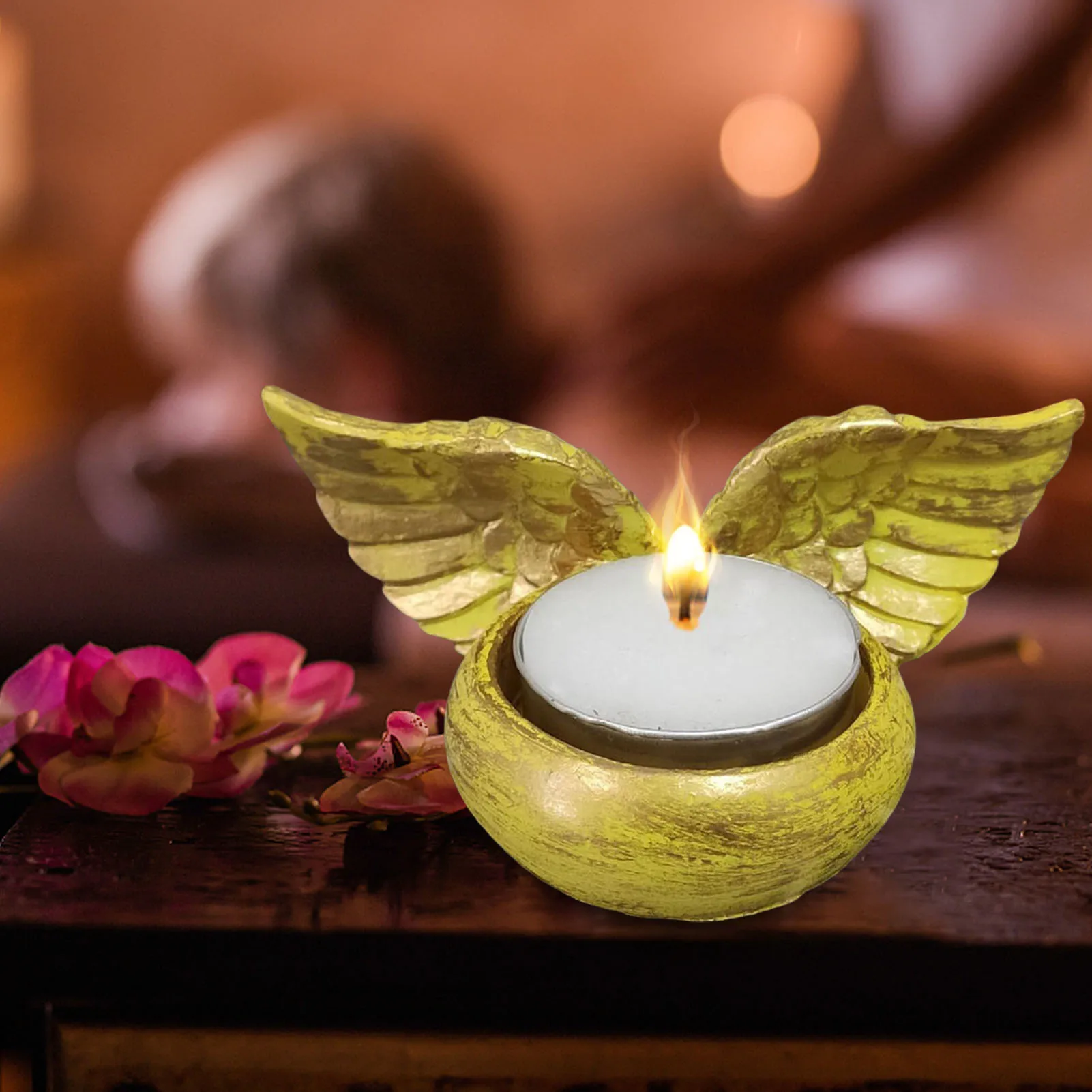 Подсвечник с крыльями ангела статуя из смолы подсвечник домашний стол