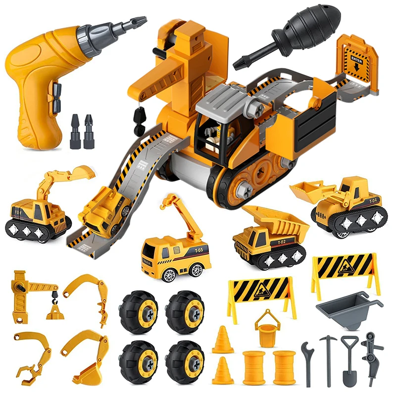 

Electric Nut Disassembly Loading Unloading 4 In1Deformed Engineering Truck Excavator Children Screw Boy Creative Education Toys