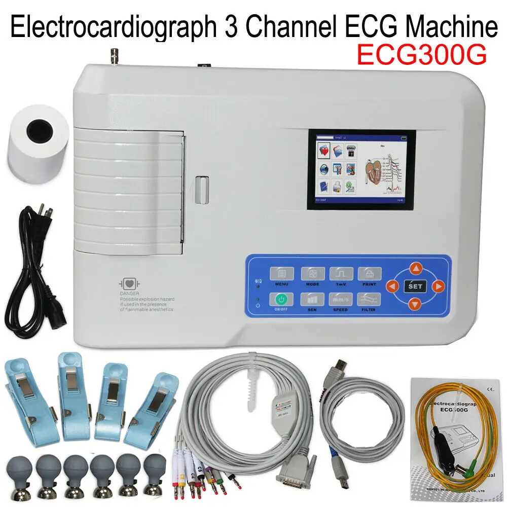

CONTEC ECG300G CE medical apparatus EKG 3 lead ecg machine EKG Monitor Electrotelegraph Interpretation 3 Channel Software