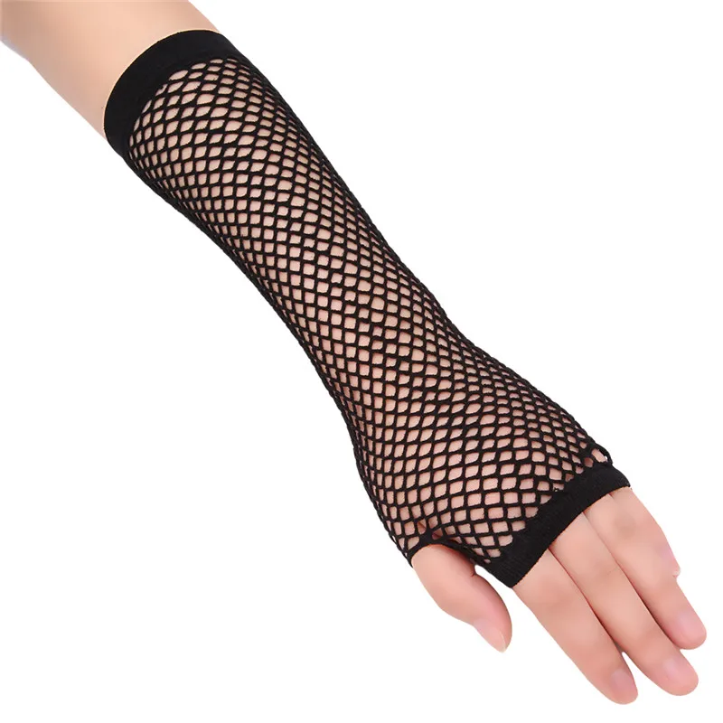 

Stylish Long Black Fishnet Gloves Womens Fingerless Gloves Girls Dance Gothic Punk Rock Costume Fancy Gloves AQ859444