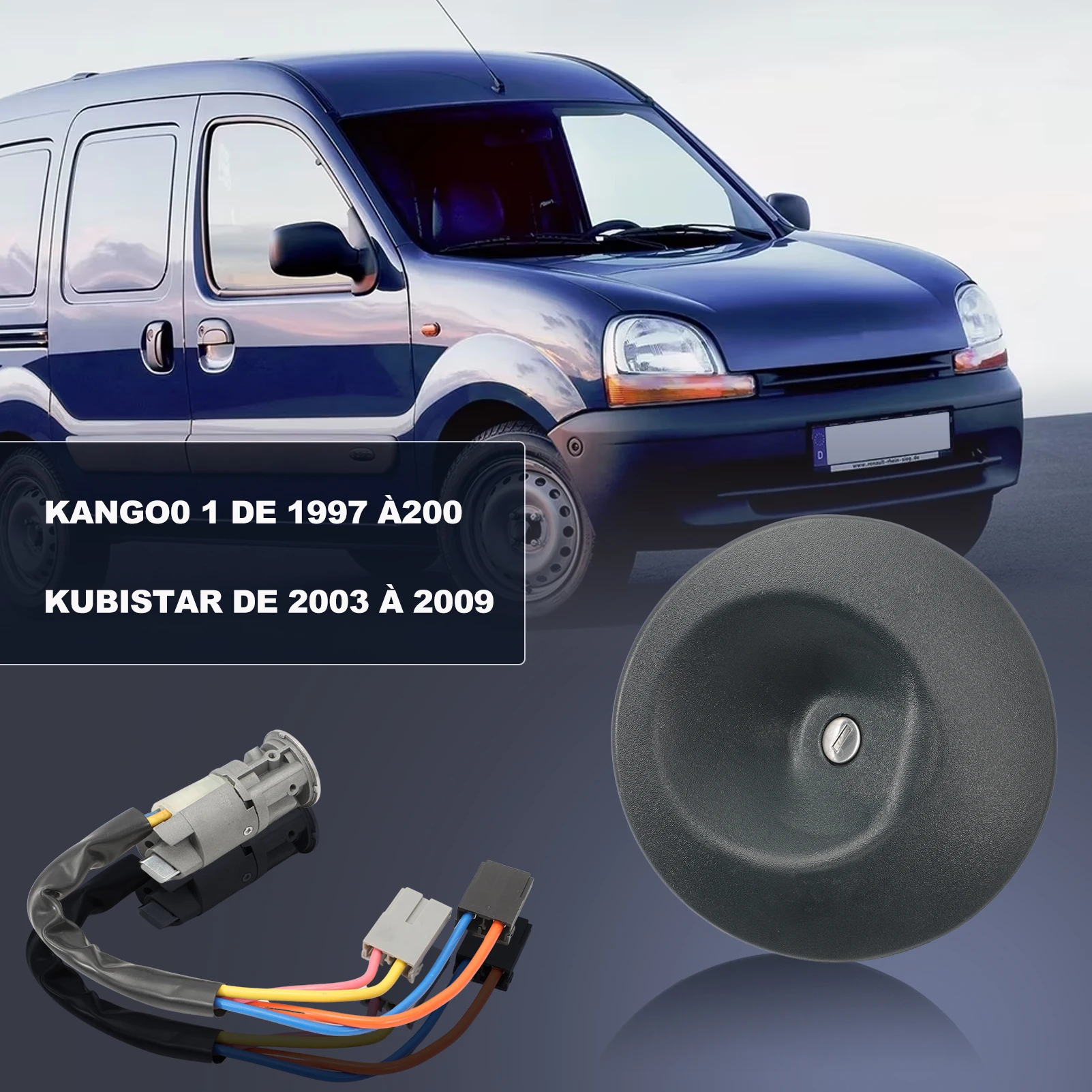 

Комплект дверного замка + крышка топливного бака 7701472590 Совместим с Kangoo 1 1997-2008 гг. Nissan Kubistar 2003-2009 гг. с второй ключом 7701470738
