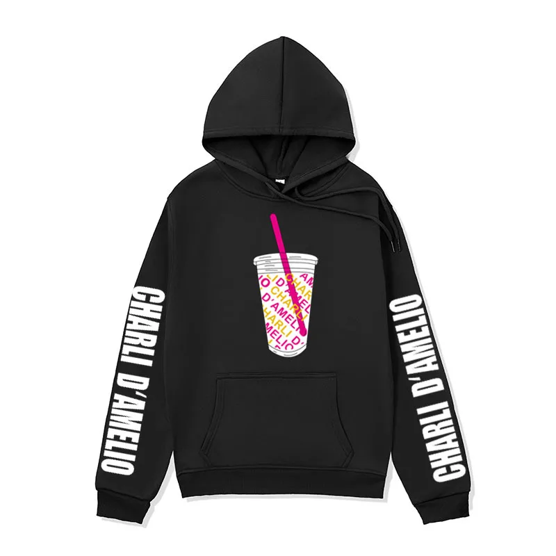 

Толстовка с капюшоном и принтом молочного чая, осенне-зимний флисовый свитер, свободная парная куртка для мужчин и женщин