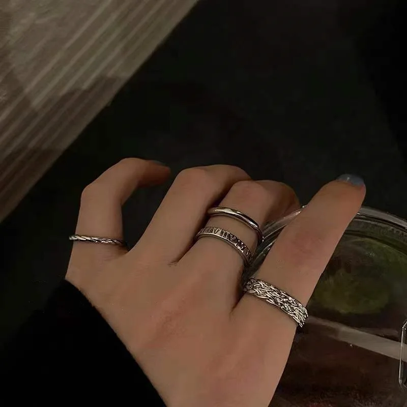 

New Simple Index Finger Ring Set For Women Sliver Color Adjustable Fine Women Girls Promise Ring Gift Jewelry
