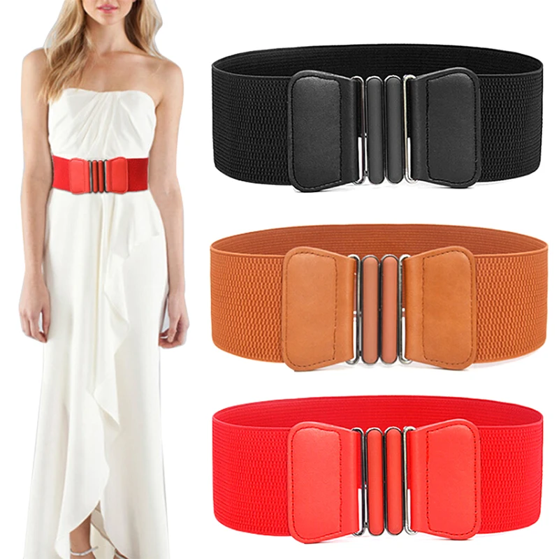 1PC Women Fashion Waist Belts Lady Solid Stretch Elastic Wide Belt Dress Adornment Waistband