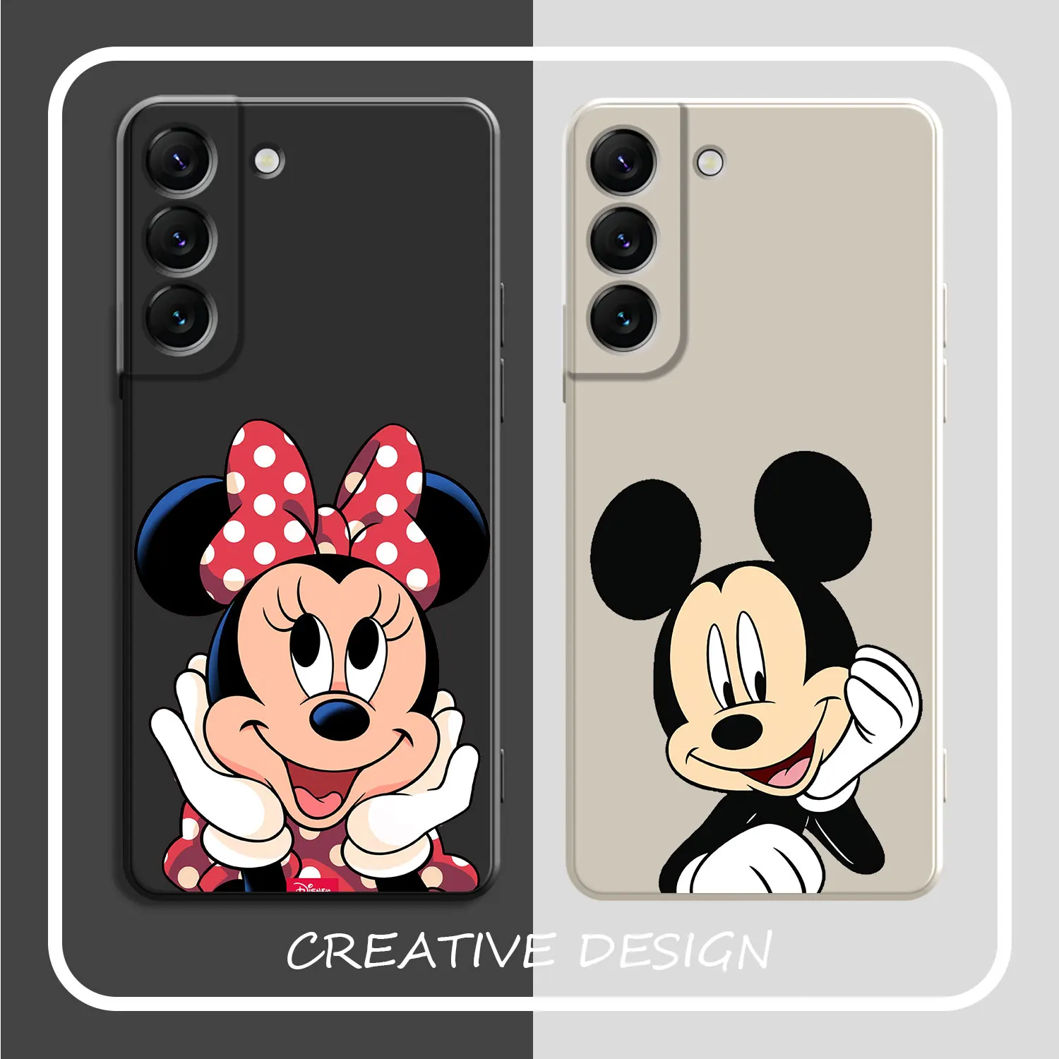 

Candy Color Case For Samsung Galaxy S22 Ultra S20 FE S21 Plus Note 20 10 Lite S10 S9 S8 M62 Phone Cover Cartoon Mickey Minnie