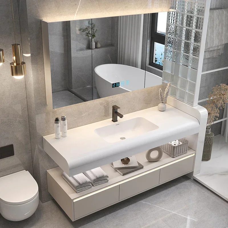 Шкаф для хранения в ванной комнате зеркало с двойной раковиной напольные