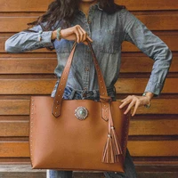celela 2pcs handbag purse set for women high quality pu leather concho fringe studs tote wallet shoulder purse