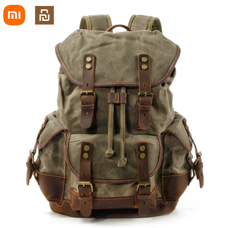 Xiaomi High Quality Genuine Leather Backpack Travel Bag Outdoor Bag Large Capacity Multi-Space Tactical Backpack Waterproof Home