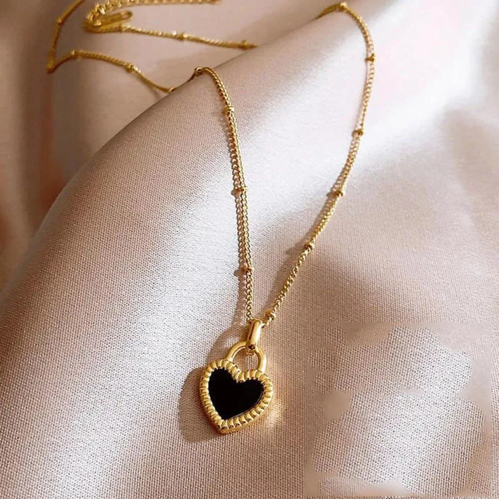 

Lost Lady Retro High Sense Double Sided Love Pendant Necklace For Women Fashion Charm Ladies Clavicle Chain Jewelry Wholesale