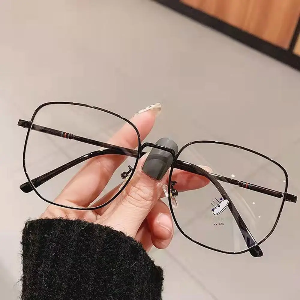 

New Student Glasses Frame Female Myopia With Degrees Anti-blue Light Metal Large Frame Ins High Value Flat Glasses