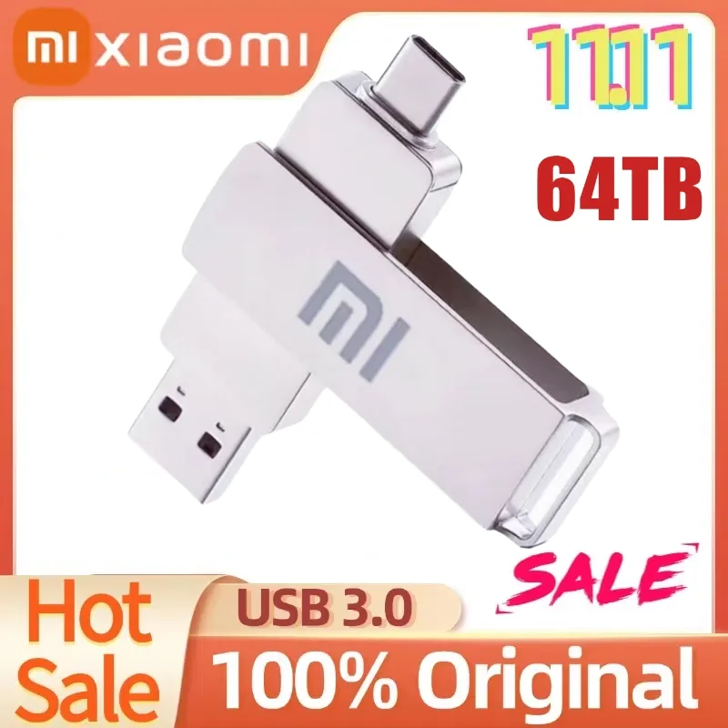 Мини-накопитель XIAOMI 128 ТБ USB-накопитель 2 1 16 ТИП C водонепроницаемый Pendrive U-диск