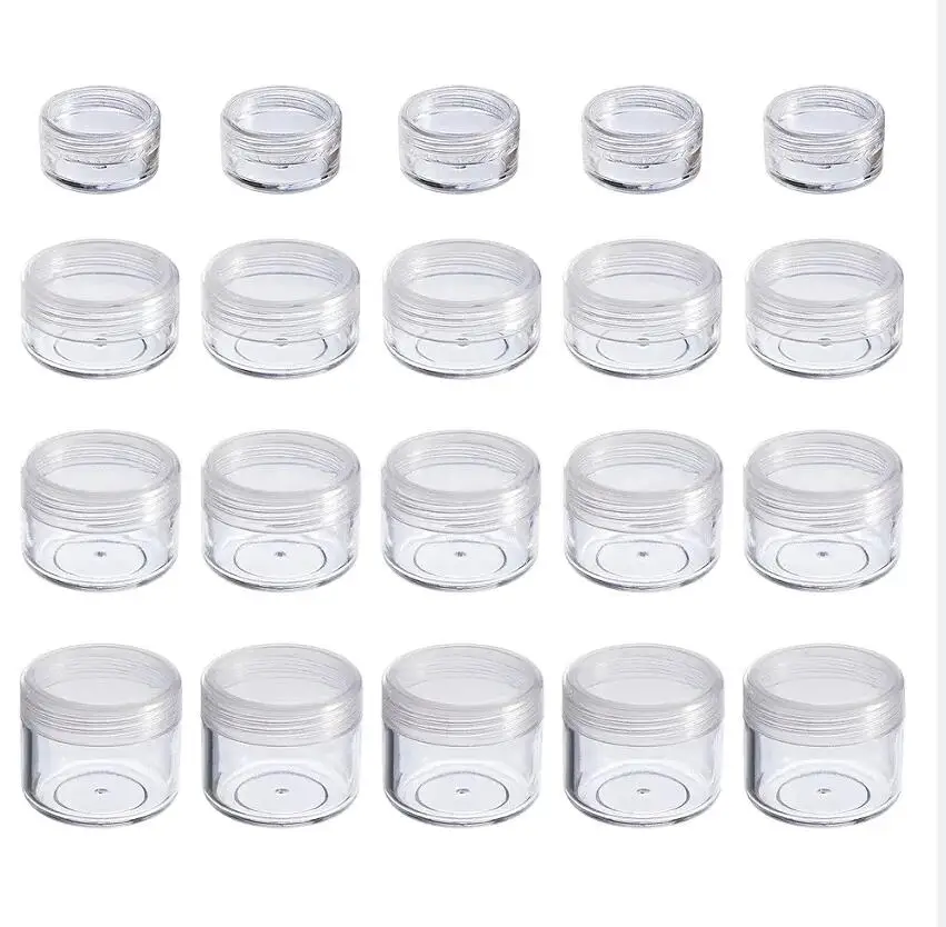 

100Pcs/lot Lip Balm Containers 2g/3g/5g/10g/15g/20g Empty Plastic Cosmetic Makeup Pot Transparent Sample Bottles Eyeshadow Cream