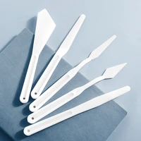 5pcs painting knives plastic spatula white palette knife set different style flexible tools for oil acrylic watercolor mixing