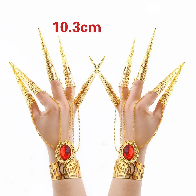 

1 Pair Chinese Long Nails Decor Kids Adults Polish Jewelry Ancient India Dance Gold Silver Stage Performance