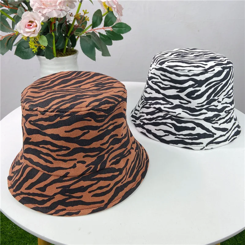 

Japanese Retro Leopard Fisherman Hat Korean Version Summer Thin Sunshade Face Pony Bucket Hat Tide