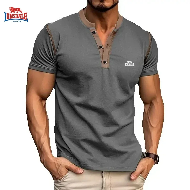 Летняя мужская высококачественная рубашка-поло Генри с вышивкой модный