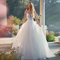 elegant boho wedding dress a line scoop neck spaghetti strapsappliques tea length bridal gown custom for women vestidos de noiva