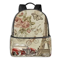 paris vintage postcard printed multifunctional mens and womens backpacks business and travel laptop backpacks school bags