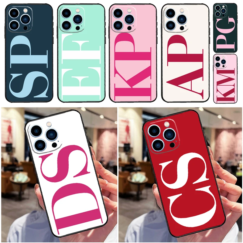 Large Initial Monogram Personalized Phone Case For iPhone 13 12 11 14 Pro Max Mini X XR XS MAX SE 2022 2020 7 8 14 Plus Cover