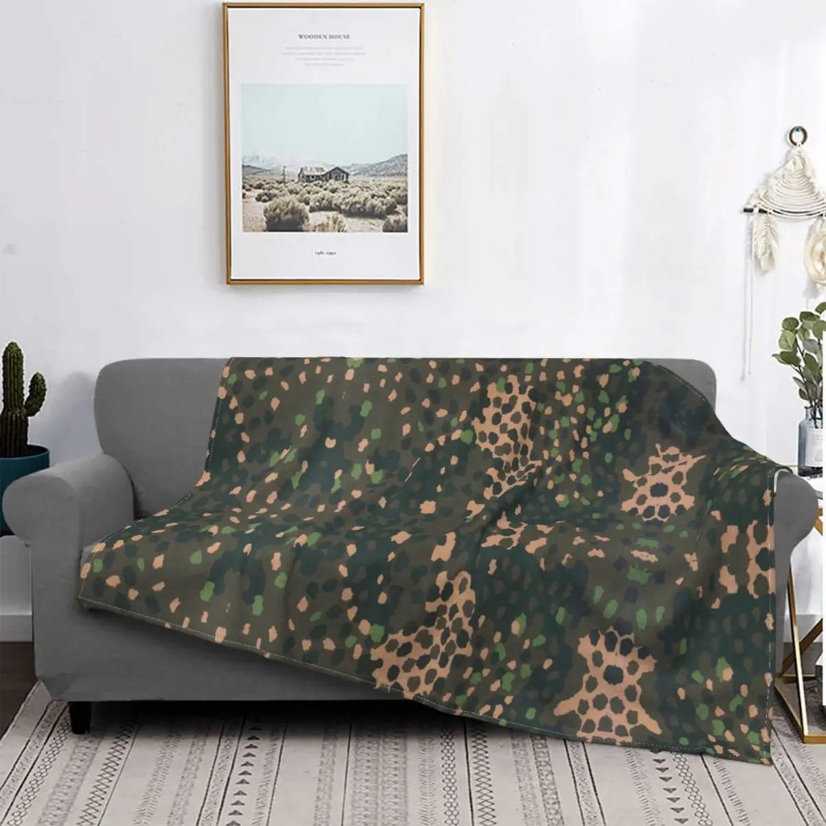 

Pea Dot Camo Blanket Multicam Military Fleece Funny Breathable Throw Blanket for Bedspread Summer