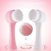 3d double sided wash brush soft hair silicone wash instrument home manual facial cleansing brush wash artifact deep clean pores