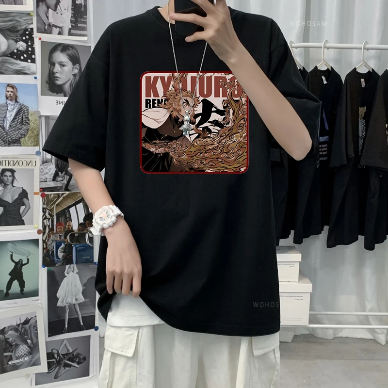 Футболка мужская оверсайз в стиле Харадзюку топ с коротким рукавом аниме