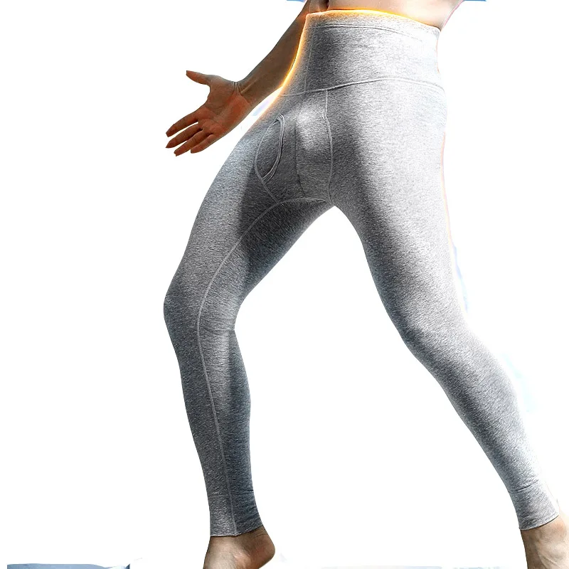 Men's Cotton Long Johns Autumn Winter Men Thin Thermal Underwear High-waisted Tight Leggings Man Waist Protector Lounge Trousers