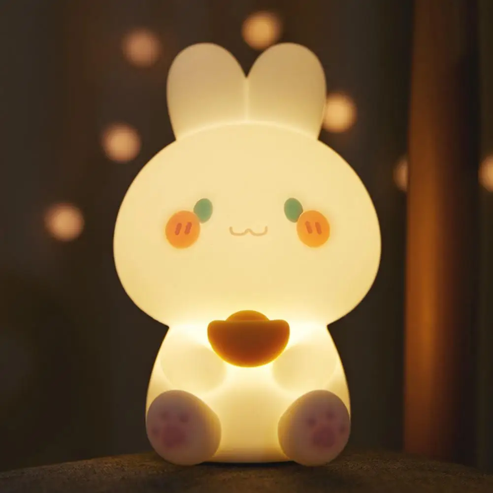 

Мягкая настольная лампа в виде кролика, экологически безопасная искусственная ночь, мягкое освещение, USB-зарядка, искусственный ночник, декор для создания атмосферы