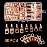 60140pcs sc crimp copper ring terminal electrical bare copper lug cable wire connectors sc 6101625 kit assortment car auto