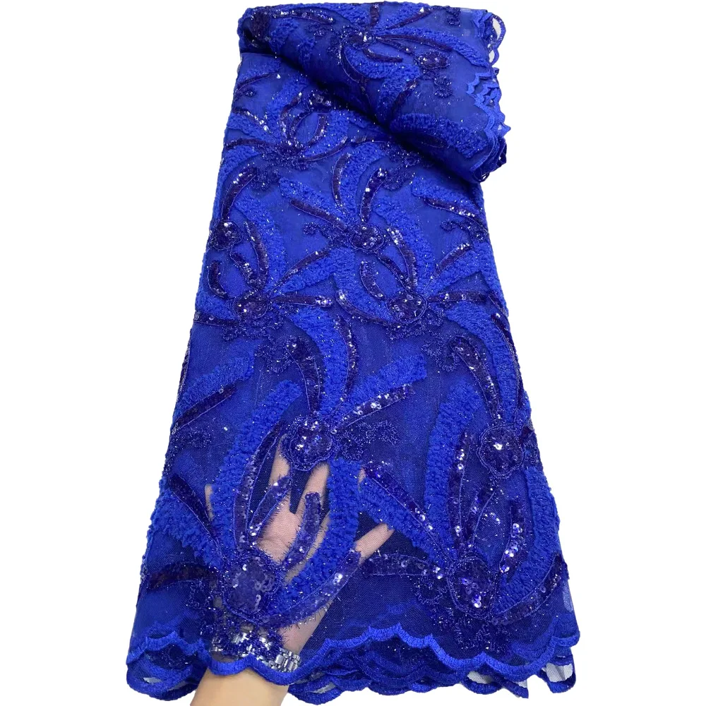 Красивая фототкань с блестками синяя африканская кружевная ткань 5 ярдов