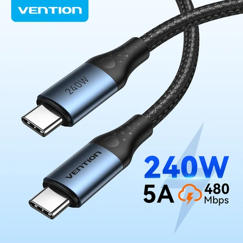 Vention 240 Вт PD3.1 USB-кабель типа C к типу C 5A 48 В Шнур для быстрой зарядки C для Samsung Xiaomi iPhone 15 16 Macbook USB-кабель для ноутбука