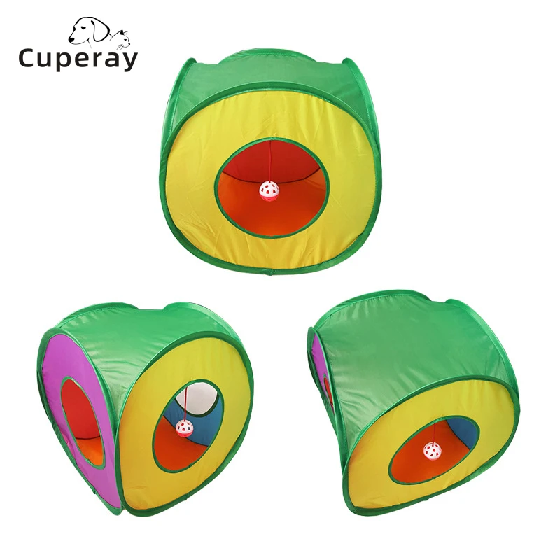 

Square Cats Rainbow Tunnel Foldable Cat Tunne with Bell Portable Kitten Sleeping Interactive Playing Tent Cats Toy Pet Supplies