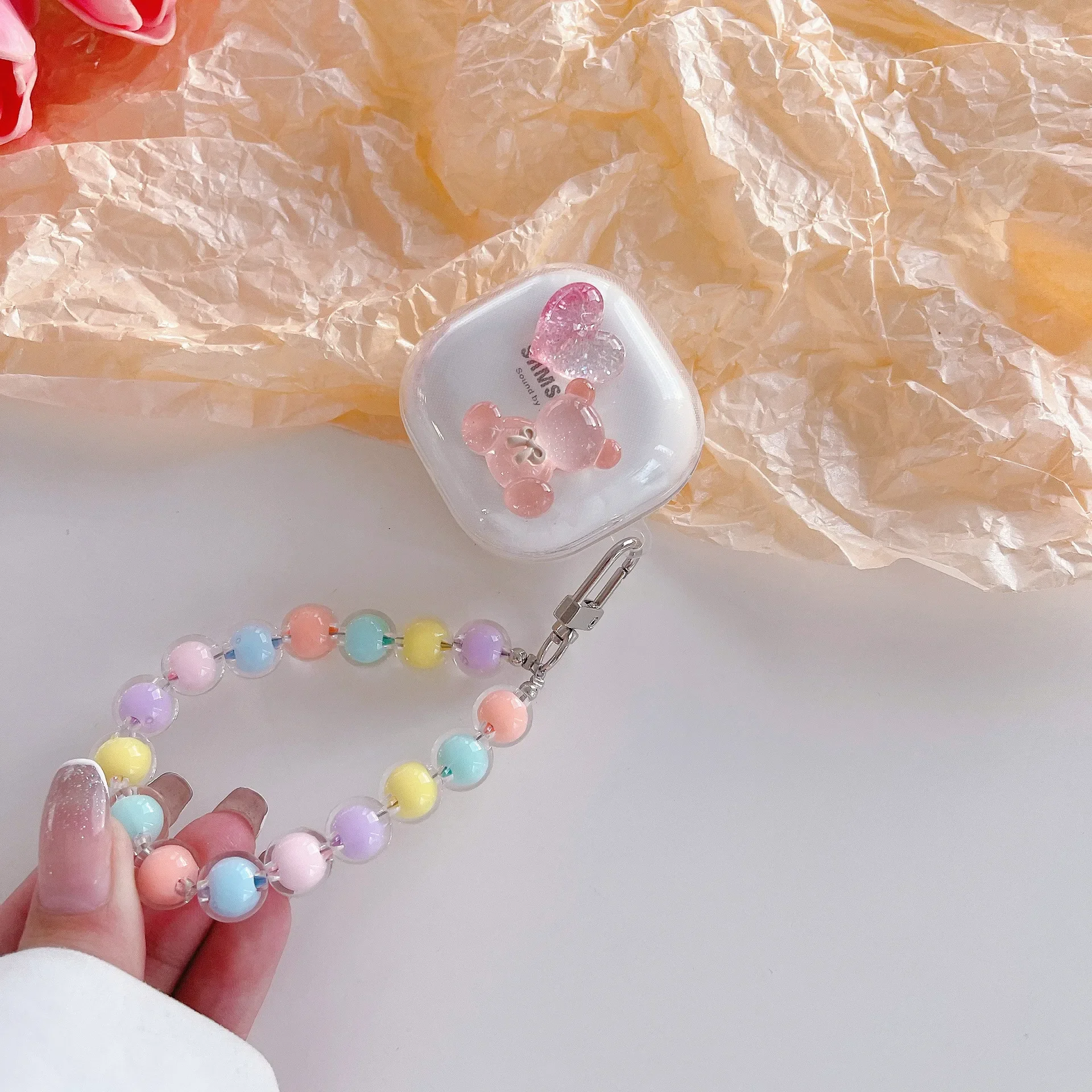 Для Samsung Buds Pro Galaxy Live защитный чехол прозрачный Bluetooth 2-сердечный медведь мотоцикл