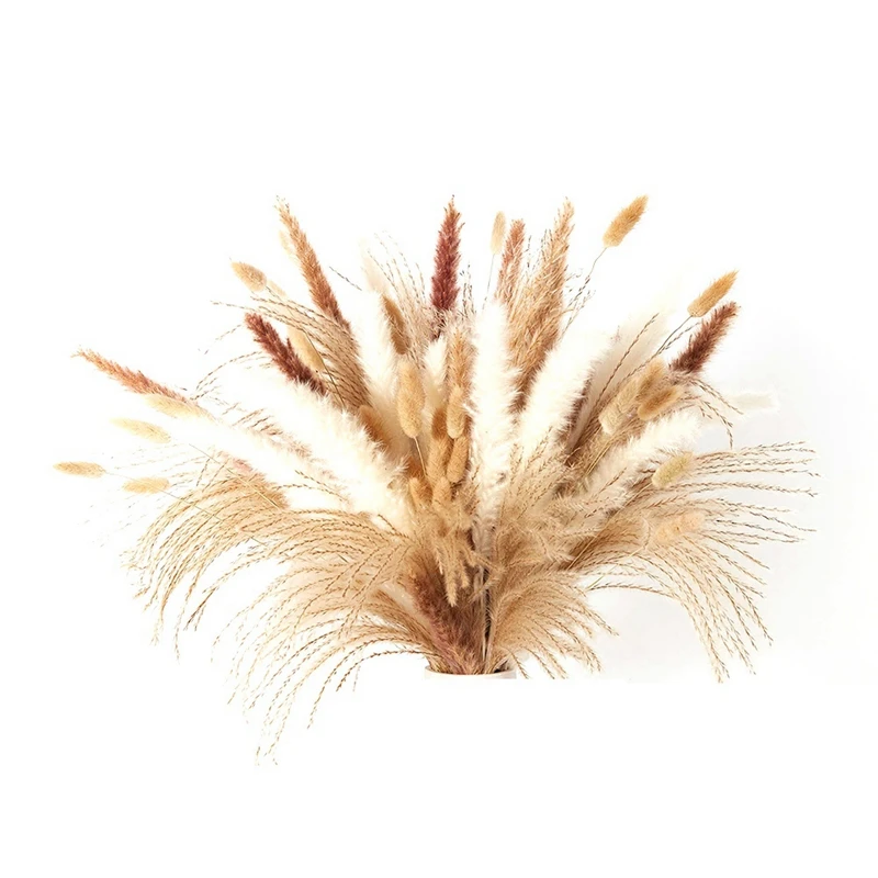 

100 шт. сушеные пампасы Трава Декор высокий Бохо дома декоративный букет-натуральные помпасы Трава Декор-пушистая пампасная трава букет