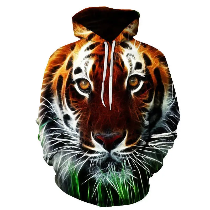 

Tiger Hoodies Animal 3D Print Y2k Hoodie Man Women Streetwear Long Sleeved Oversized Pullovers Hooded Sweatshirts Kids Clothing