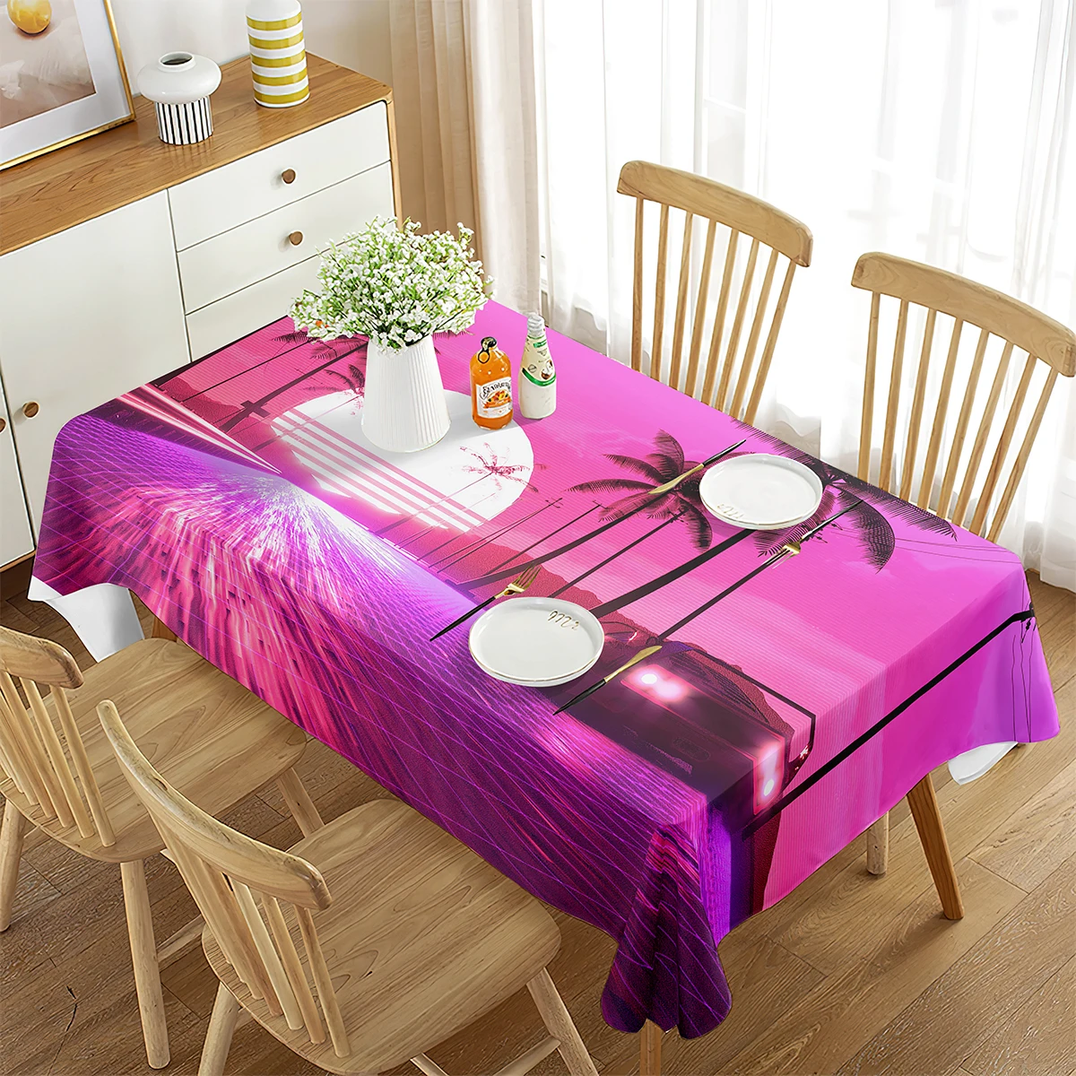 

Крутая неоновая волна Солнцезащитная скатерть с рисунком дерева чехол для стола для столовой гостиной кухни прямоугольная скатерть