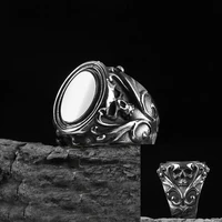 party gift mens calvarium skull ring with pattern 316l stainless steel gothic biker motorcycle band women men jewelry