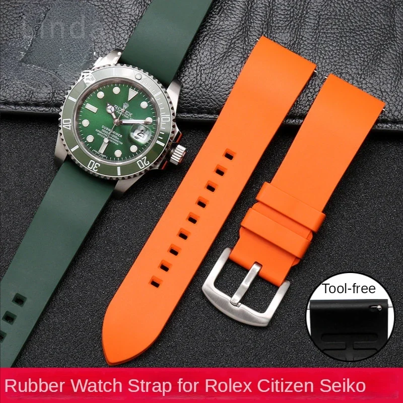 Ремешок силиконовый для часов Rolex Omega Seiko Mido мужской водонепроницаемый браслет с