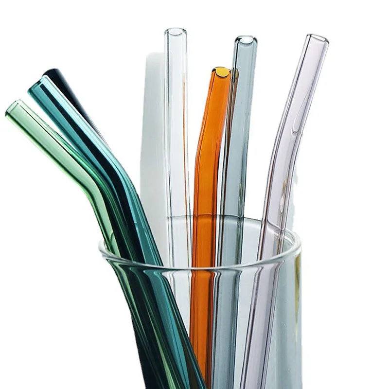 

High Borosilicate Glass Straws Eco Friendly Reusable Drinking for Smoothies Cocktails Bar Accessories Straws with Brushes