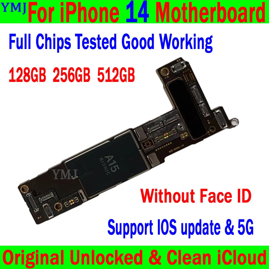 

Clean Icloud Mainboard Original Unlocked For IPhone 14 Motherboard With/No Face ID For IPhone 14 Logic Board Support IOS Update