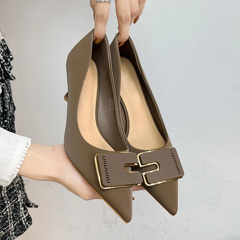 

Women's Heels Women Trend 2022 Stilettos Pointed Toe Elegant Dress Shoes Party Luxury Office Casual Comfort Pumps Black Brown